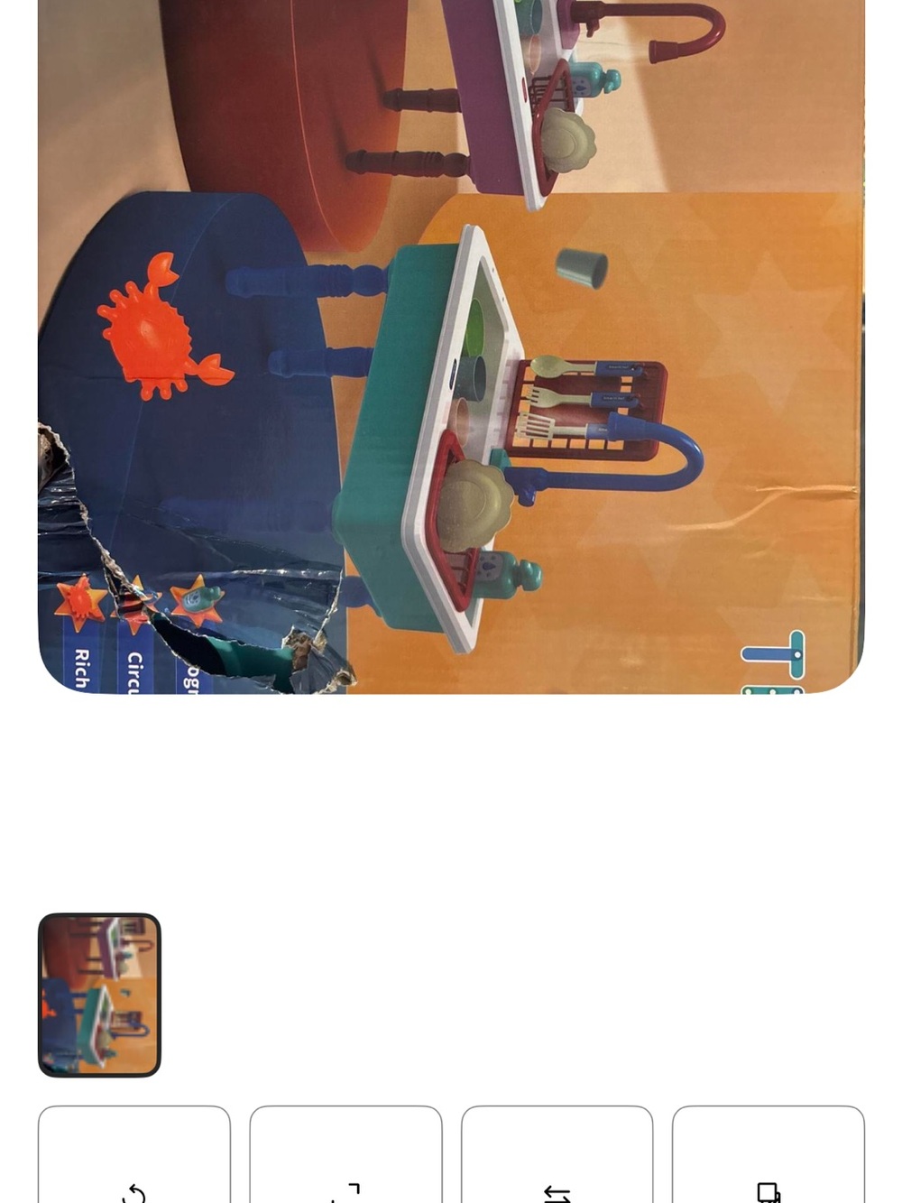 Kids Play Sink & Faucet Pretend Playset - Teal, Blue, Red
